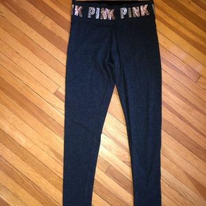PINK SEQUIN BLACK LEGGINGS